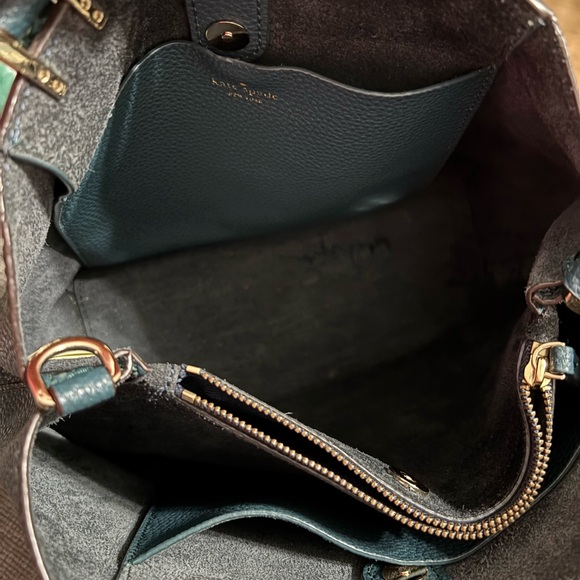EUC - Kate Spade Teal Blue Bag with detachable Crossbody Strap - Picture 10 of 15